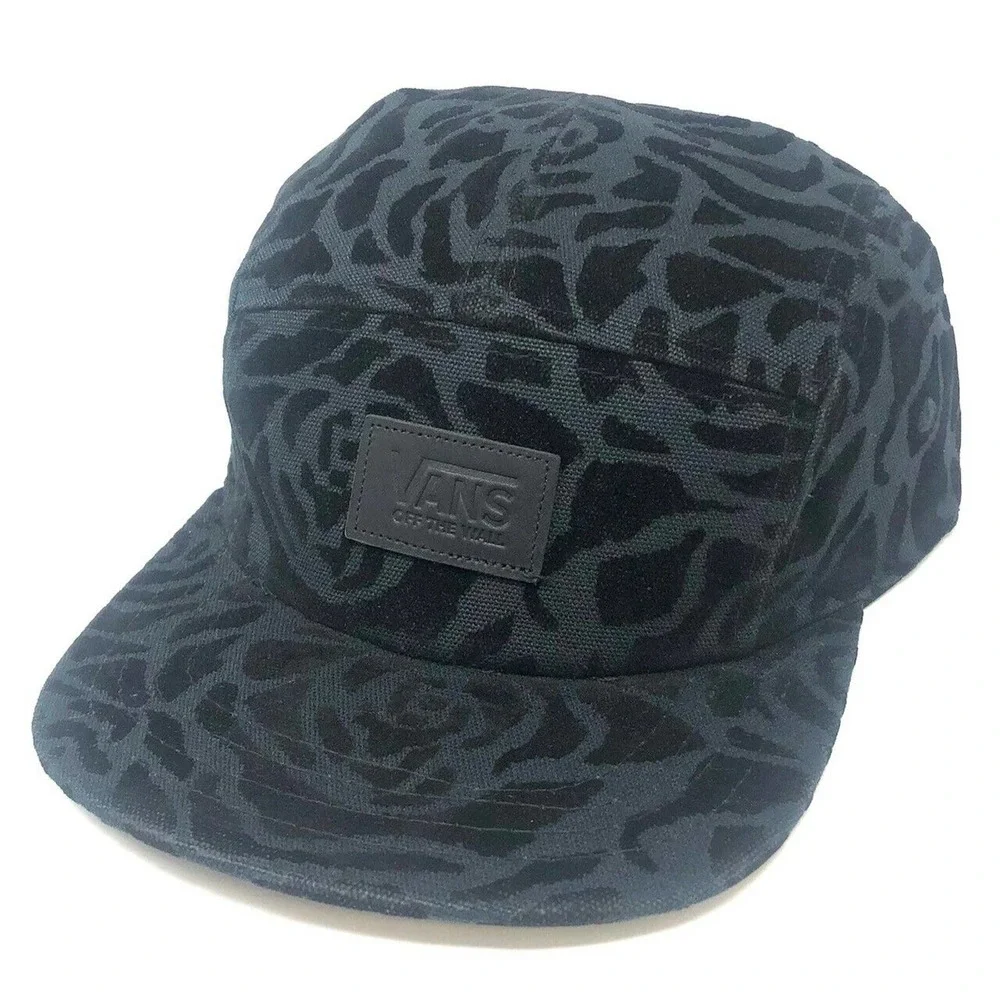 Vans Black and Dark Green Rose Pattern Five-Panel Cap